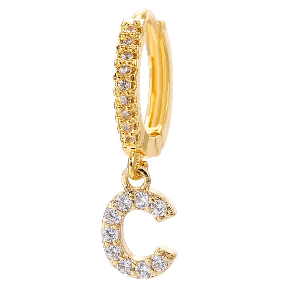 26 Letter Earrings | Daily Wear Golden C