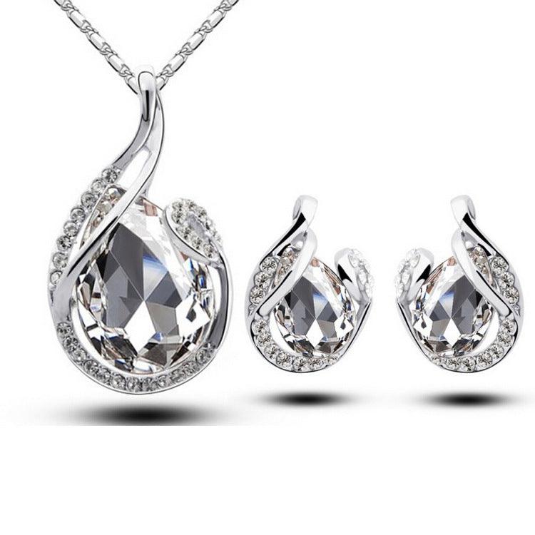 Water-Drop Rhinestone | Jewelry Set White