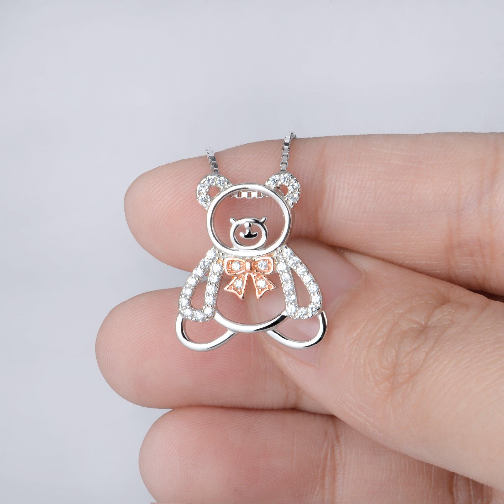 925 Silver Cute Bear Necklace | Daily Wear