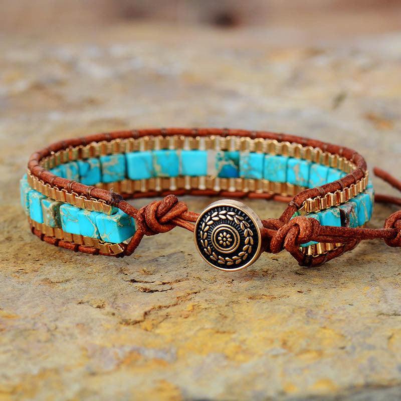 Imperial Stone Hand-woven Leather Bracelet | Yoga Collection