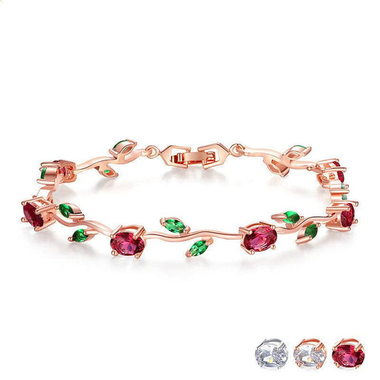 Plated Crystal Women Bracelet | Daily Wear Red