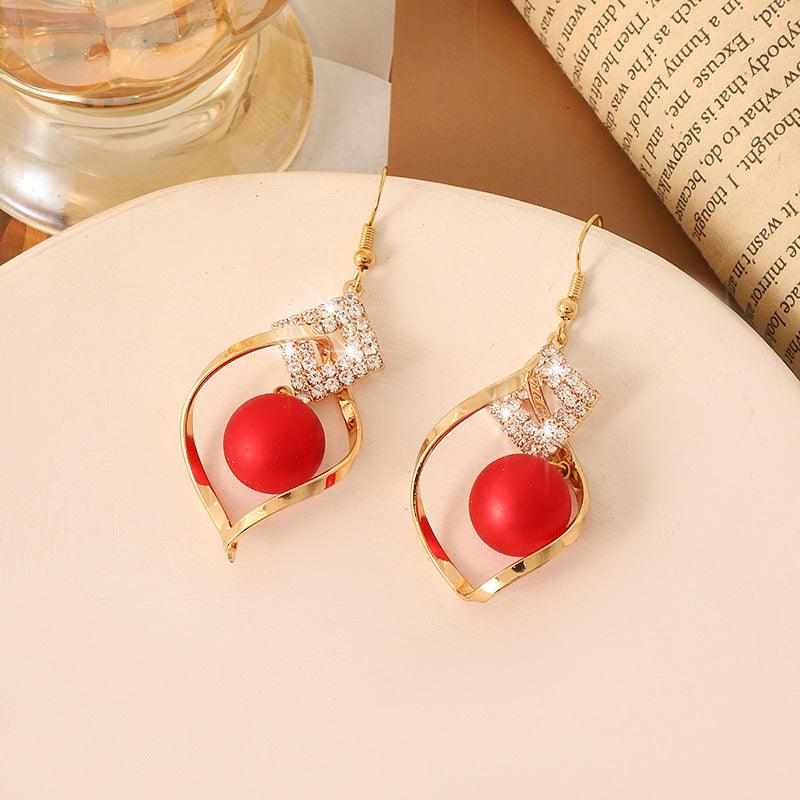 Fashionable Temperamental All-match Earrings Red