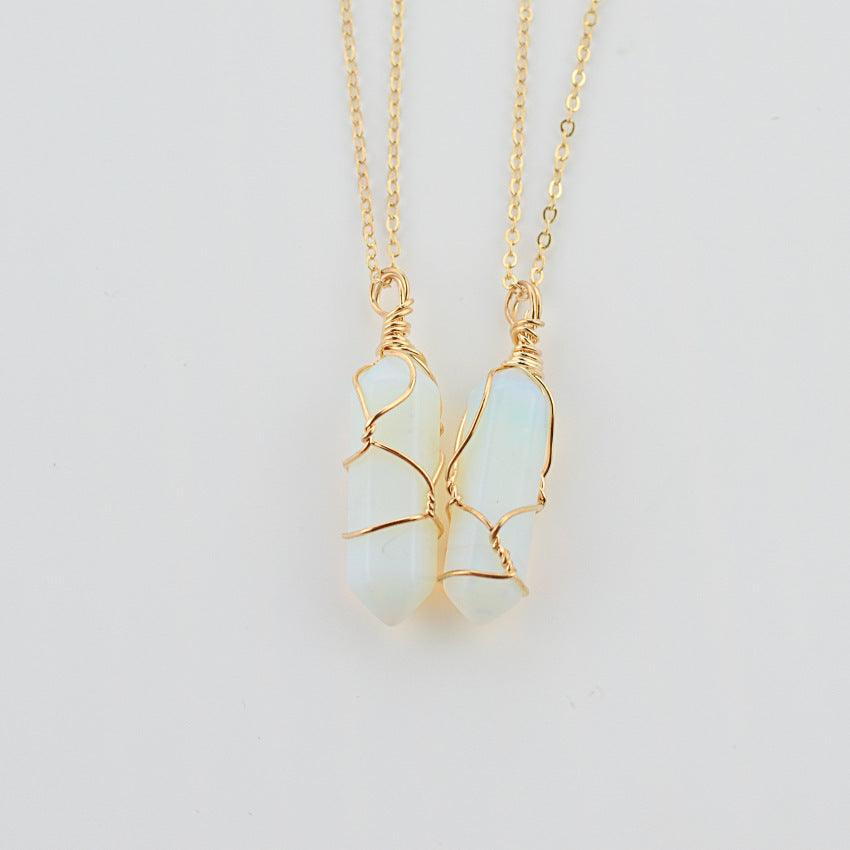 Hexagonal Quartz Natural Stone Necklace | Fashion Wear Opal