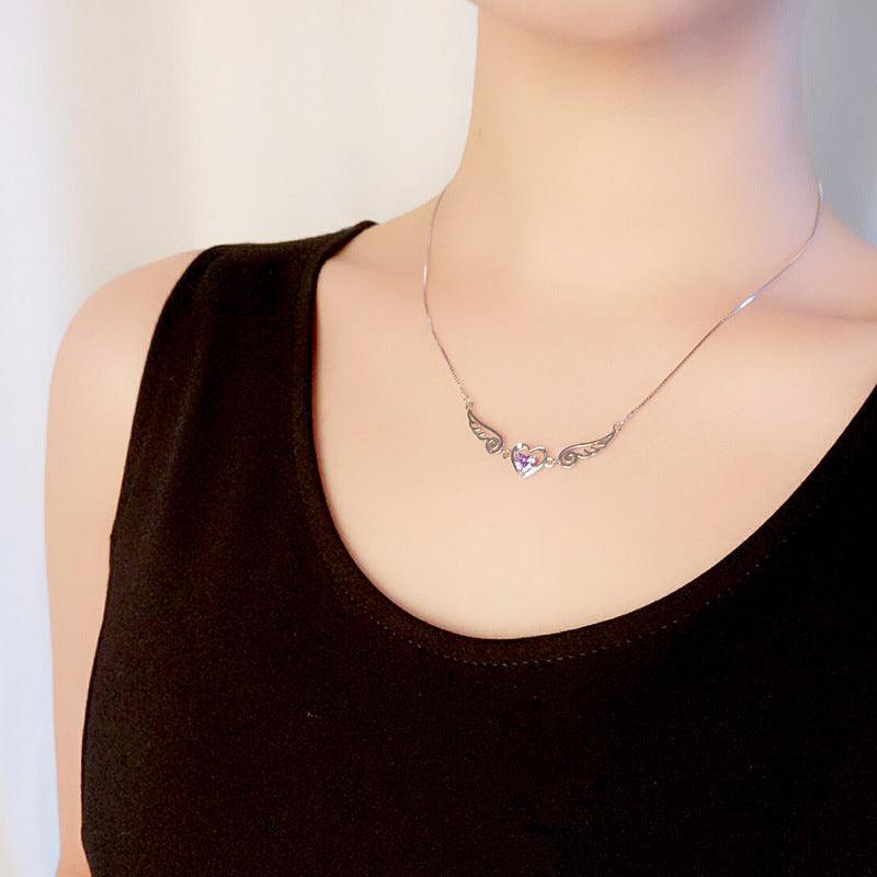 Purple Crystal Heart Necklace | Daily Jewelry
