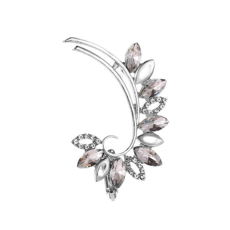 Full Crystal Butterfly Flower Single Crystal Ear Clip Silver 2