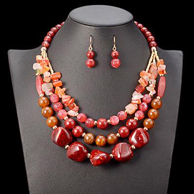 African Beads Jewelry Set | Daily Wear Red