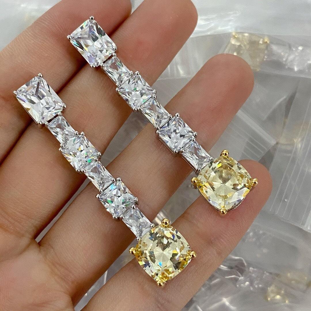 Micro-inlaid Purple Zircon Long Bridal Earrings for Women