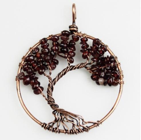 Kabala Life Tree Necklace | Fashion Jewelry Garnet Pendant