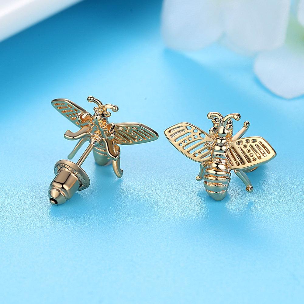 3 Korean Style Rhinestone Bee Studs