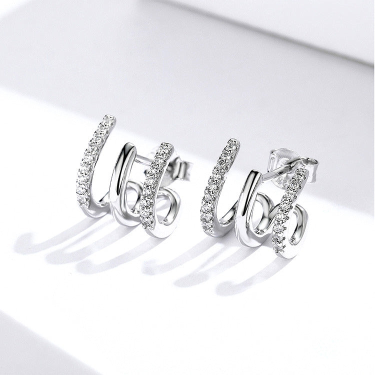 Three-layer Silver Earrings | Fashion Wear