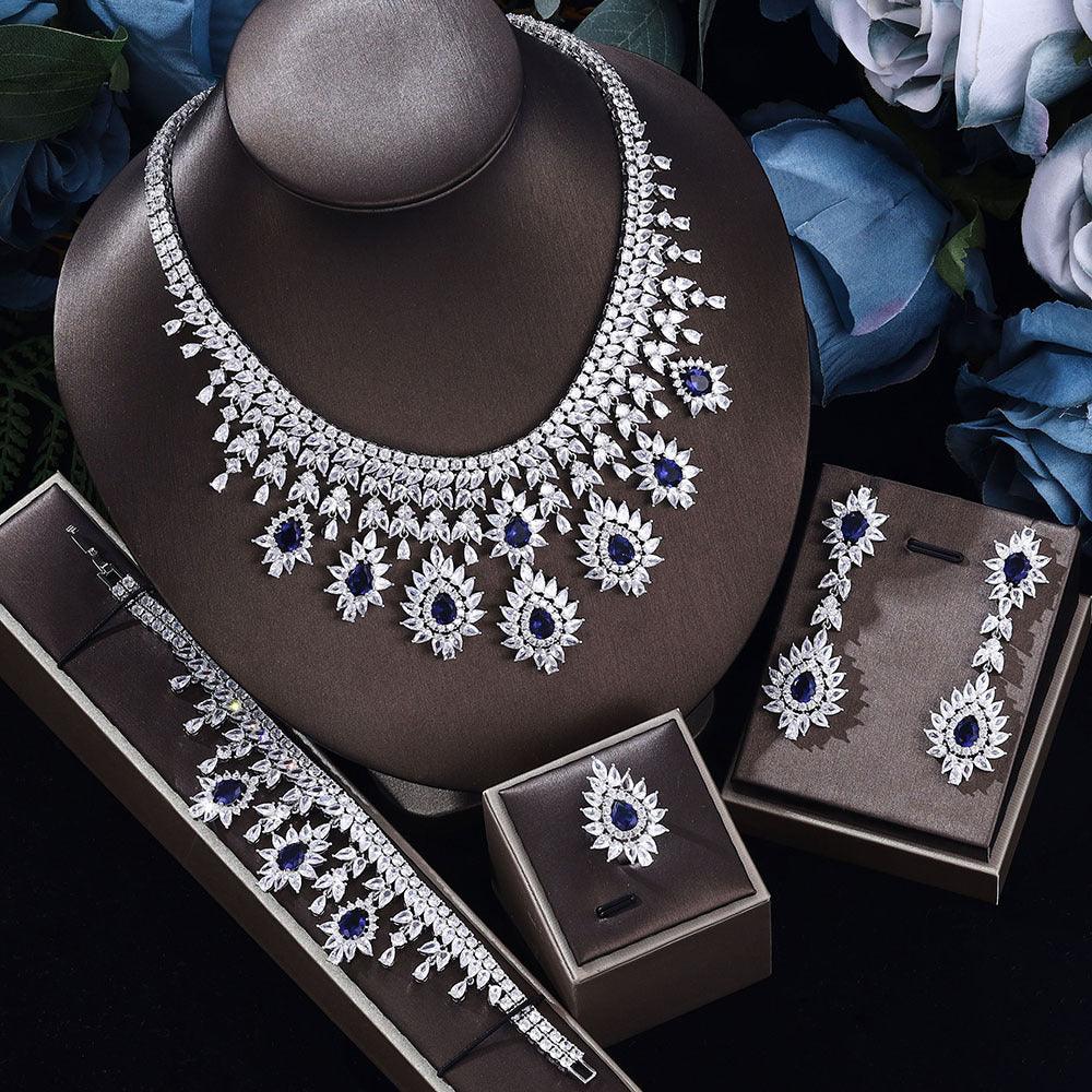 Elegant Crystal Heart Jewelry Set | Wedding Collection Blue