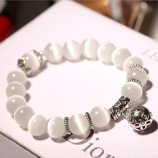 Demi-fine Opal Beads Bracelet | Daily Wear White