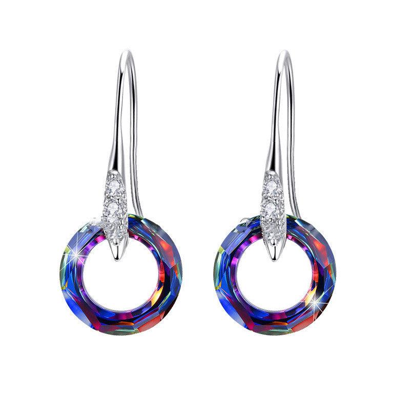 S925 Silver Diamond Ear Hooks | Austrian Crystal Purple