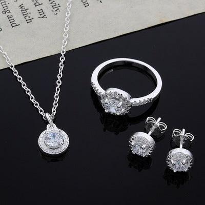 Classy Zircon Jewelry Suit | Daily Wear Silver