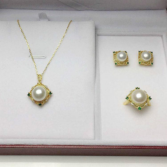 Freshwater Pearl Jewelry Set | Daily Wear White 8-11 mm