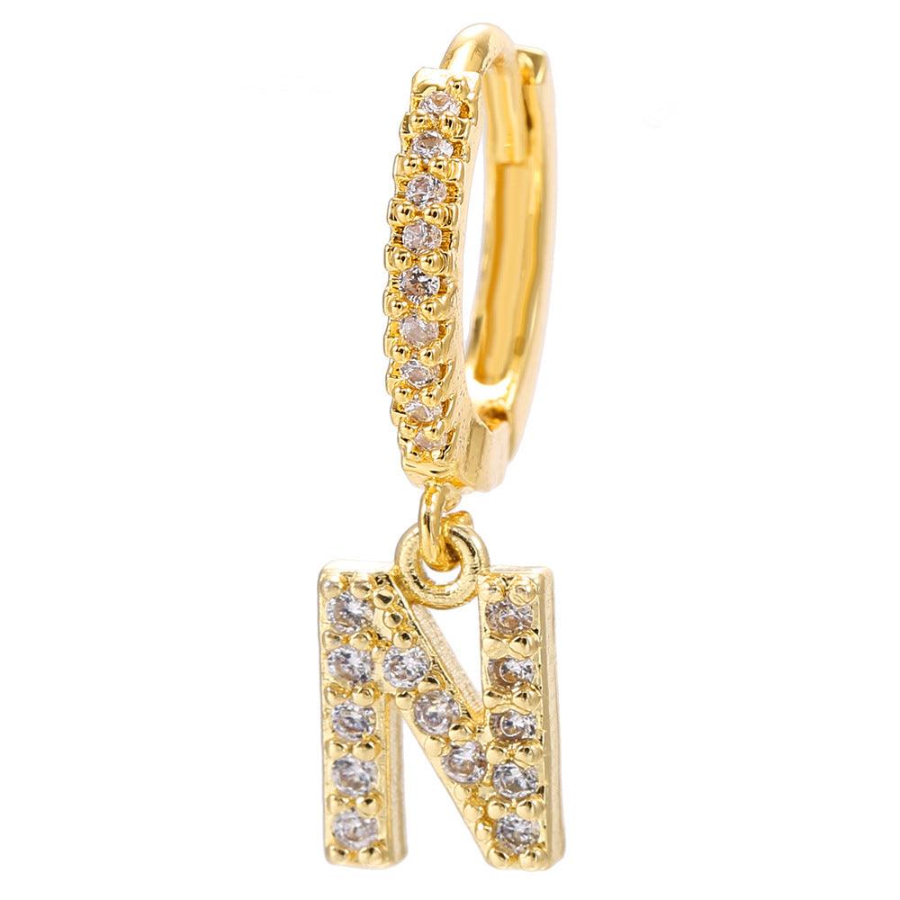26 Letter Earrings | Daily Wear Golden N