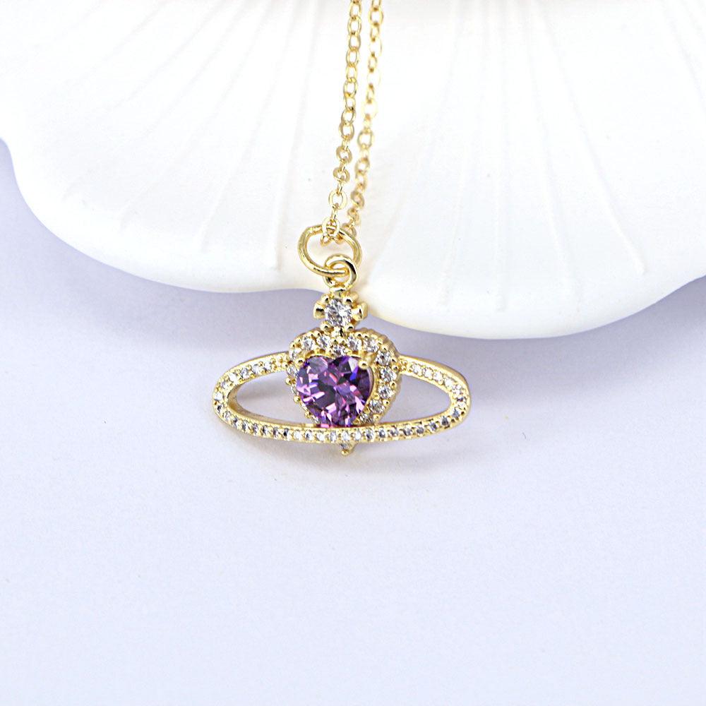 Zircon Love Necklace | Daily Wear Purple