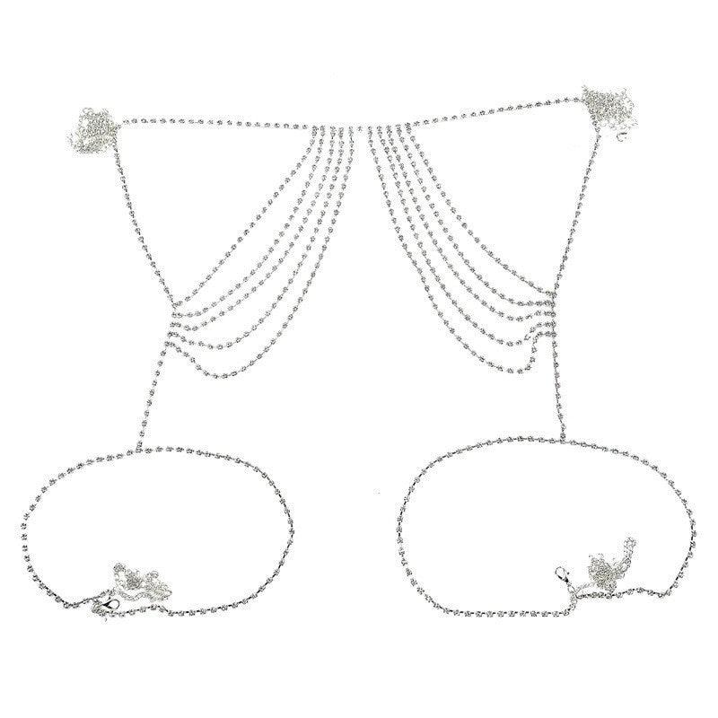 Multi-layer Rhinestone Waist Chain | Party Collection Silver Waist