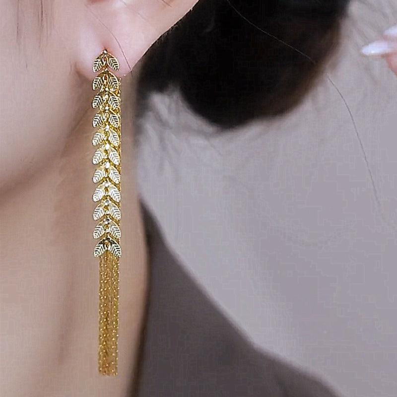Wheat Long Fringe Earrings | Daily Wear