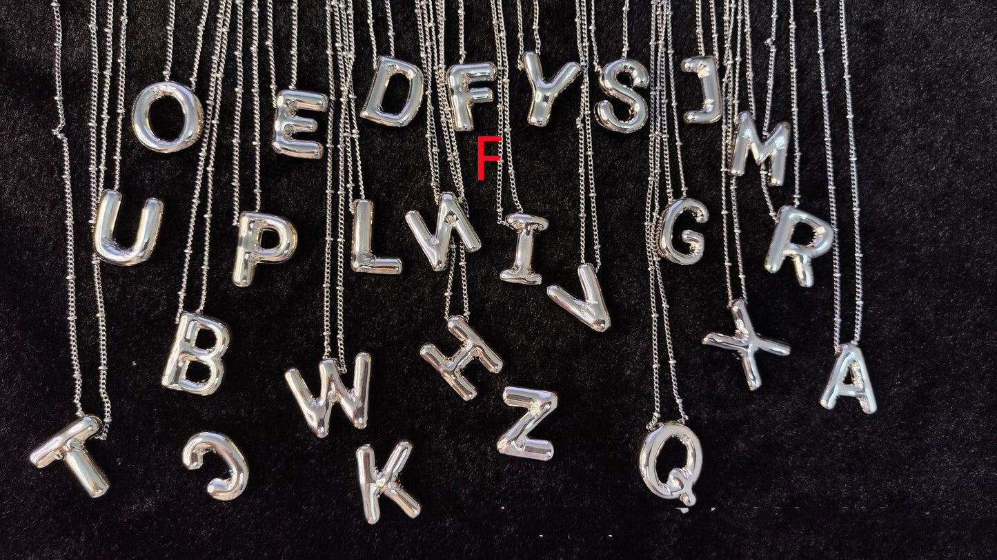 Glossy Letters Pendant Necklace | Fashion Wear F Silvery