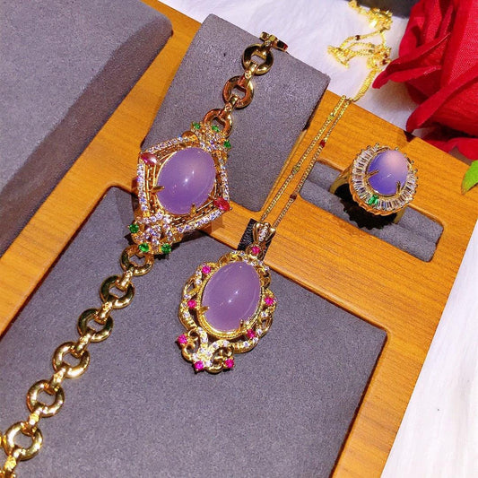 Natural Powder Chalcedony Jewelry Set | Party Collection
