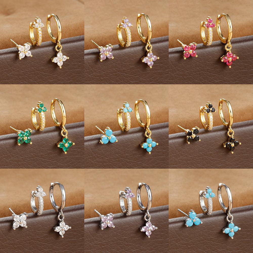 Four-Leaf Flower Stud Earrings | Daily Wear