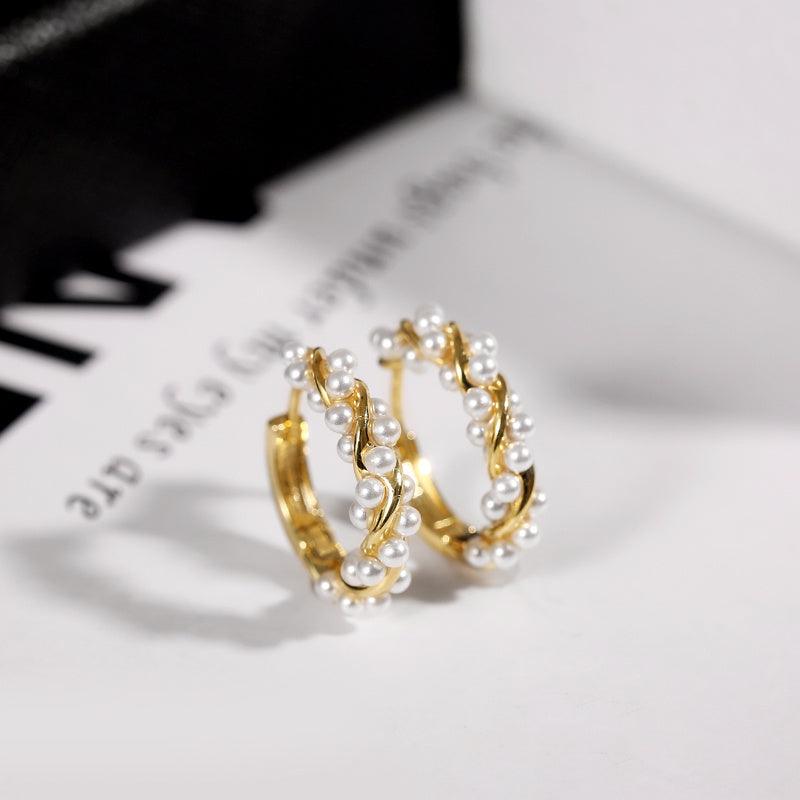 Summer Light Luxury High Sense Pearl Earrings Gold