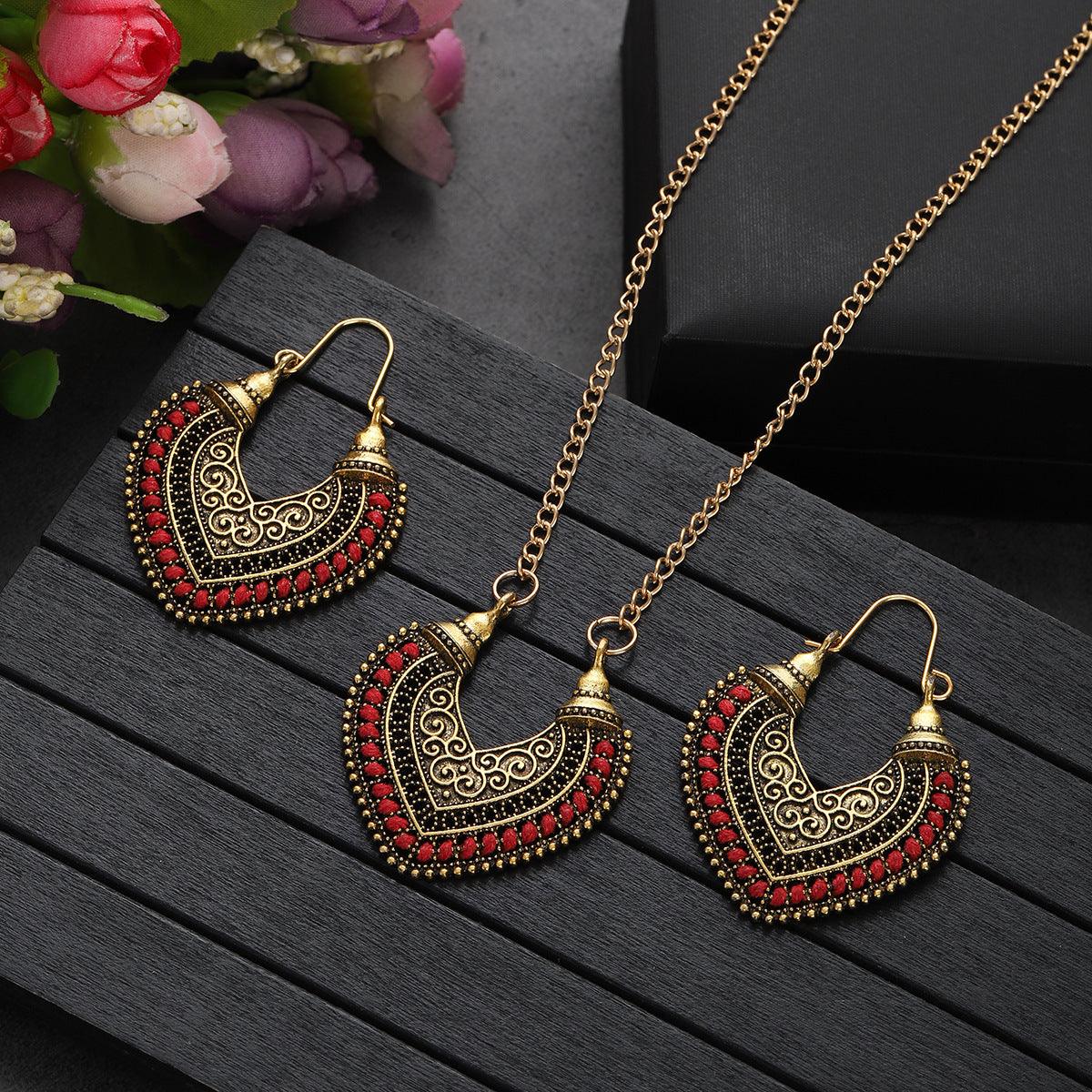 Colored Rope - Earrings Necklace Two-Piece Set