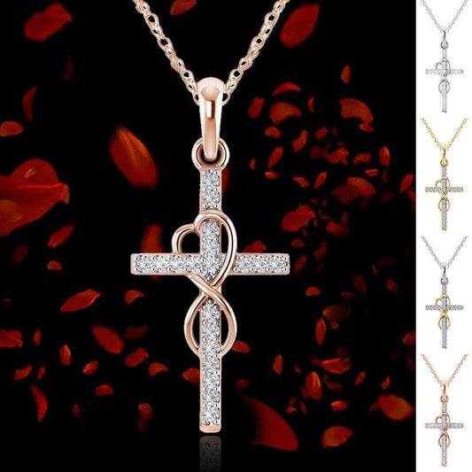Eight-Character Diamond Cross Necklace