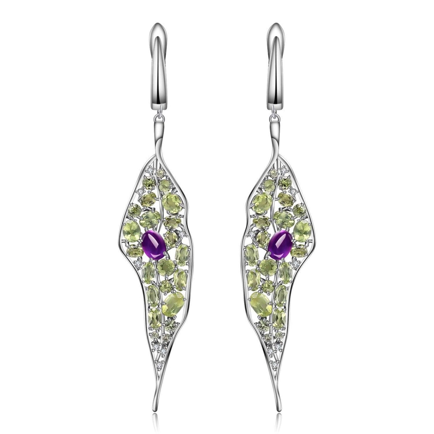 Amethyst Olivine Earrings | Daily Wear Silver