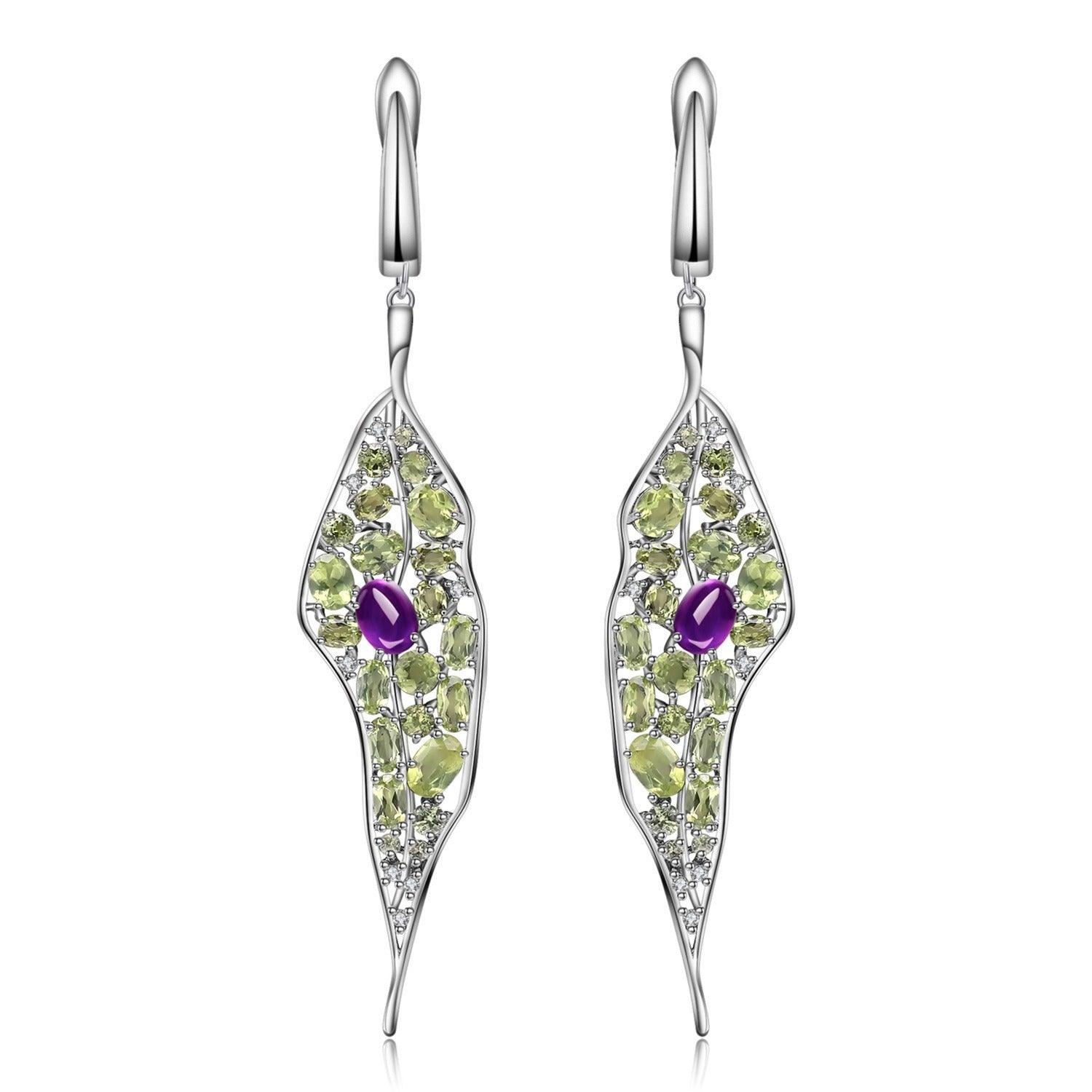 Amethyst Olivine Earrings | Daily Wear Silver