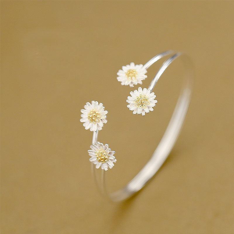 Double Daisy Bracelet in Sterling Silver S925 | Daily Wear