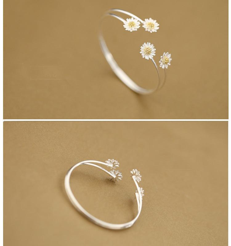 Double Daisy Bracelet in Sterling Silver S925 | Daily Wear
