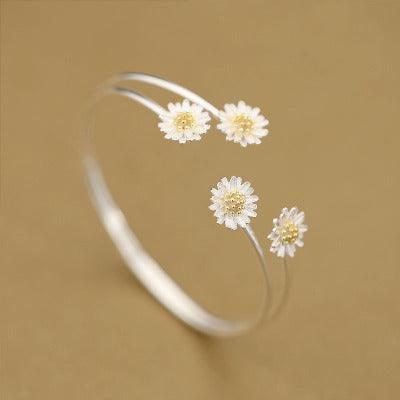 Double Daisy Bracelet in Sterling Silver S925 | Daily Wear A