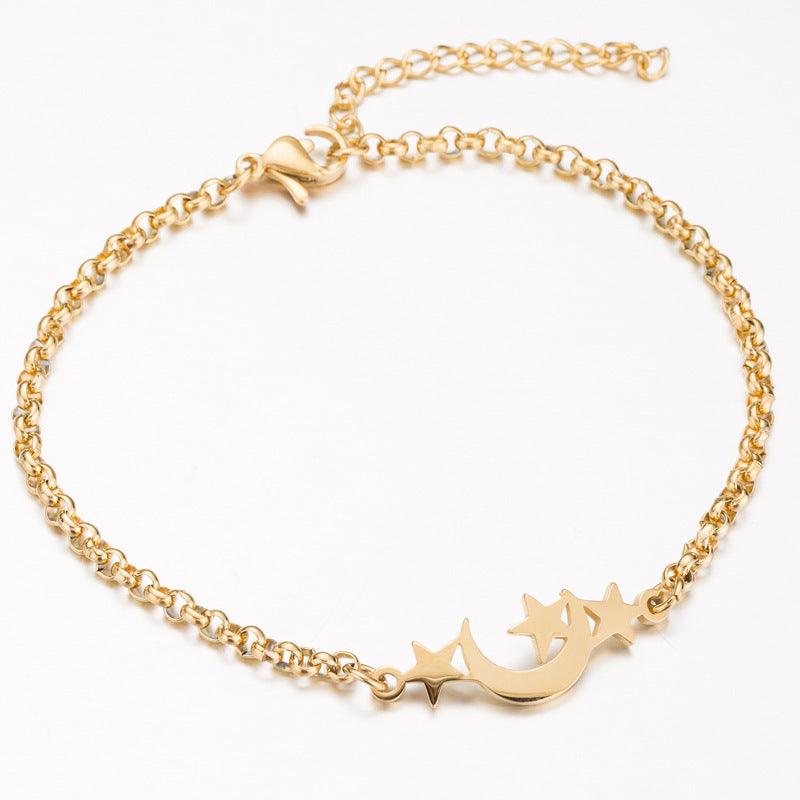 Golden Charms Bracelet For Woring Women Moon star