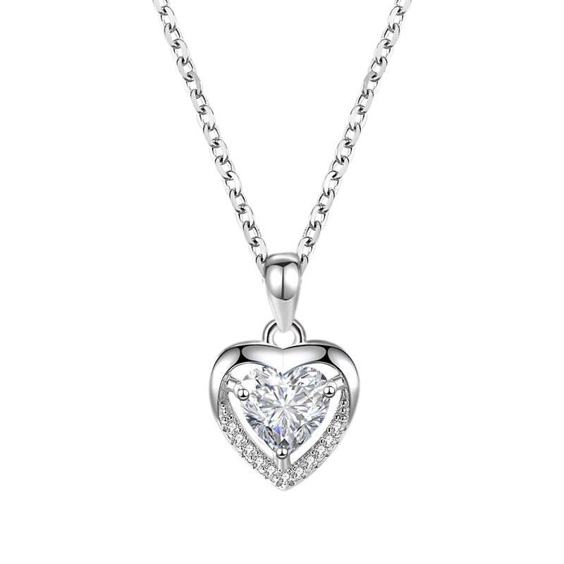 925 Heart-Shaped Rhinestone Luxury Personalized Necklace White