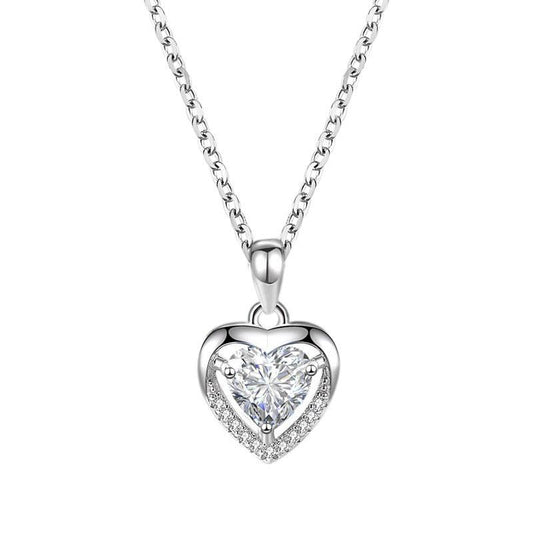 925 Heart-Shaped Rhinestone Luxury Personalized Necklace White