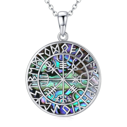 Viking Abalone Shellfish Necklace In 925 Sterling Silver