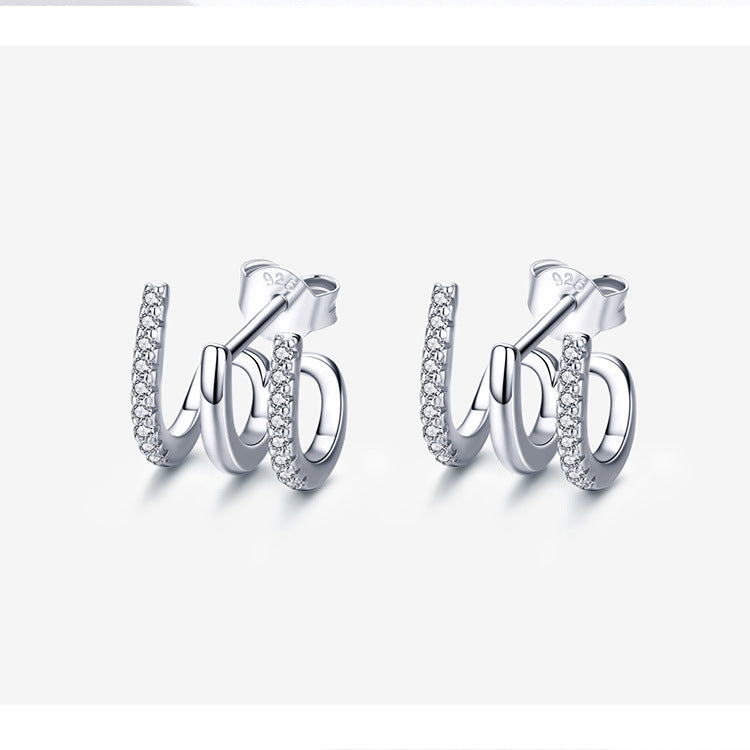 Three-layer Silver Earrings | Fashion Wear
