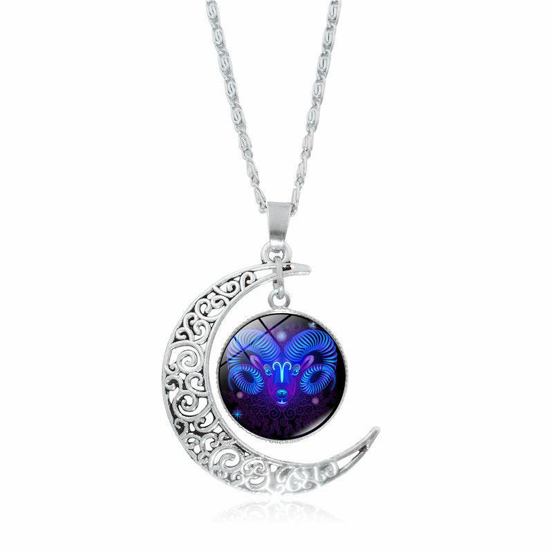 12 Constellation Moon Pendant Necklace | Daily Wear