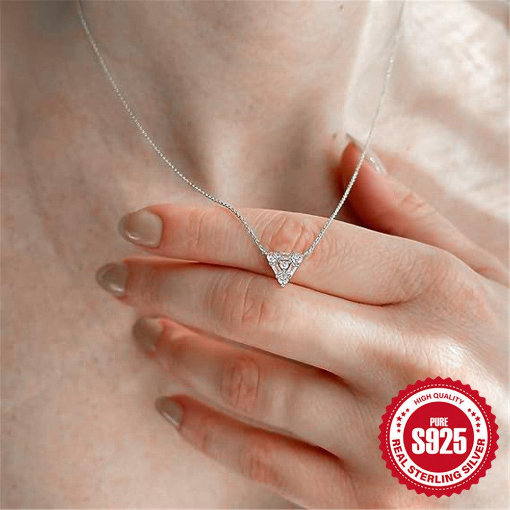Triangle Diamond Necklace in S925 Sterling Silver