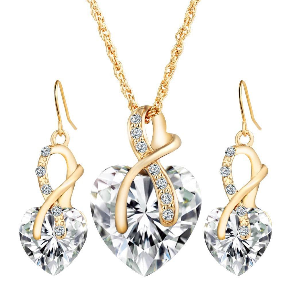 Heart-Shaped Austrian Crystal Set | Daily Wear Silver