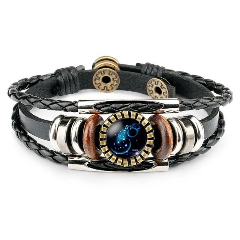 Elegant Zodiac Sign Bracelets | Leather Jewelry Aquarius
