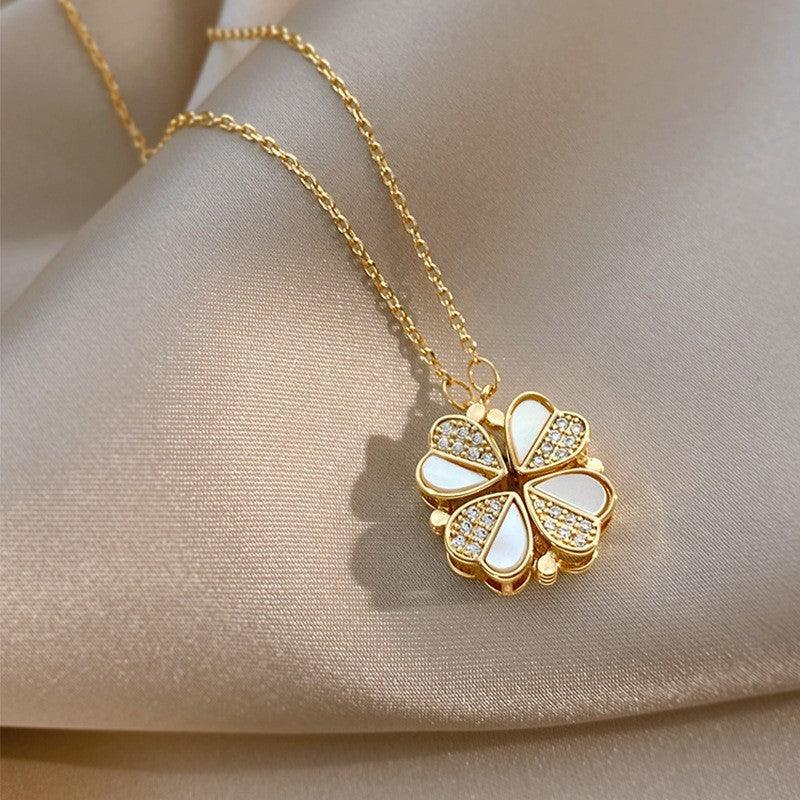 Four Leaf Clover Pendant Necklace | Daily Wear Gold