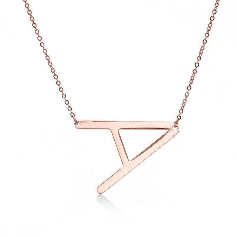 Initial Letter Pendant & Necklace | Gold Plated Rose Gold A