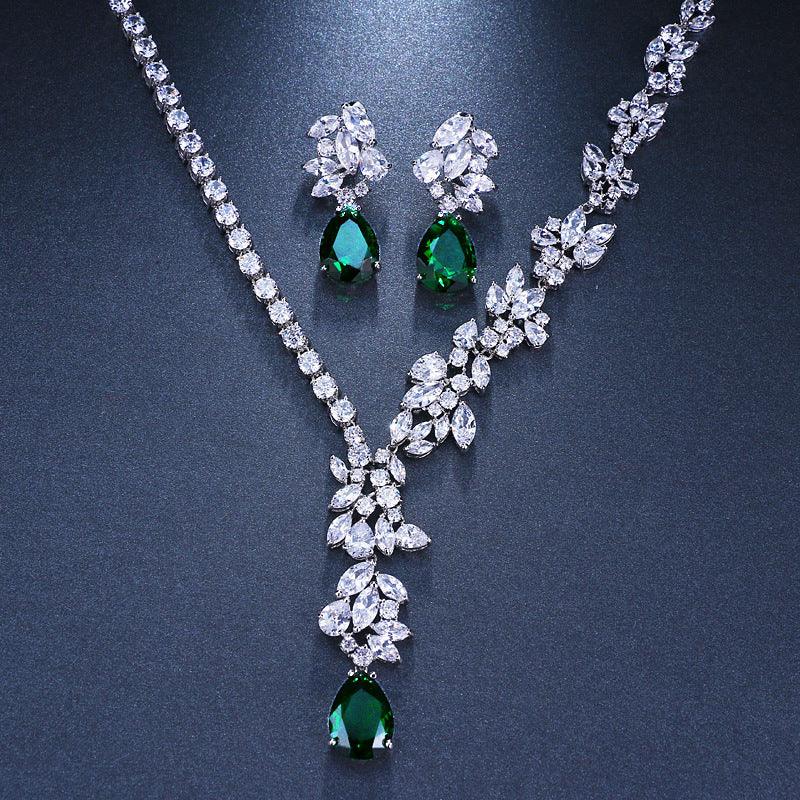 Water Drop Zircon Bridal Suit | Wedding Collection Green