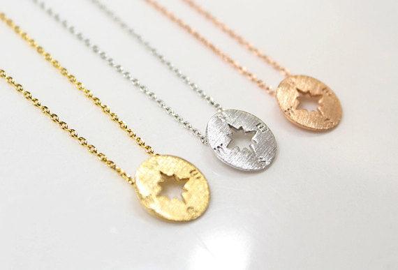 Round Disc Compass Necklace | Fashion Wear