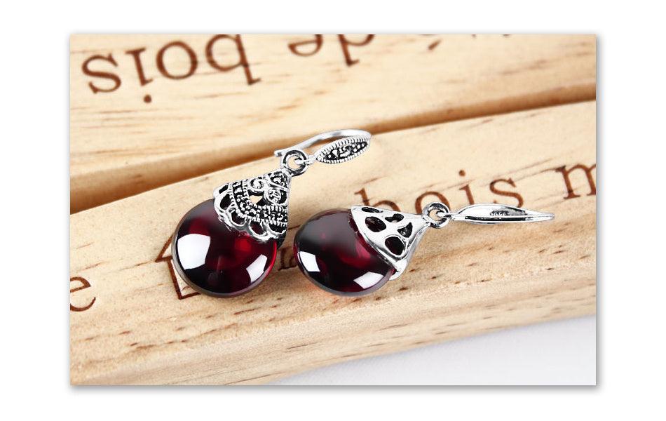 Vintage Round Garnet Earrings | Daily Wear