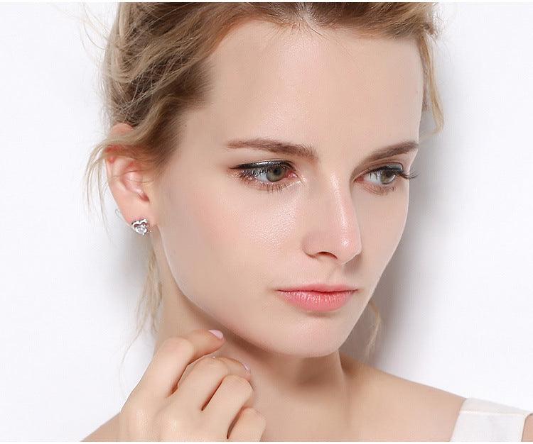 Zircon Heart Earrings Fashion Jewelry