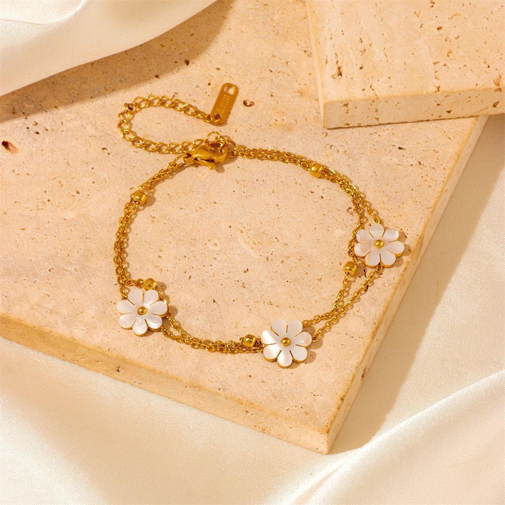 Flower Daisy Double Layering Jewelry Set | Daily Wear Bracelet